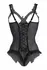 Mistique Wetlook Bodysuit with Mesh Sides and Satin Lacing by Mistique, Black, Open Design L/XL