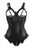 Mistique Wetlook Bodysuit with Mesh Sides and Satin Lacing by Mistique, Black, Open Design L/XL