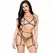 Leg Avenue 89364 Luxurious Three-Piece Lingerie Set with Harness, Gold, One Size