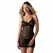 Obsessive Euridia Chemise & Tanga Set Black Elegant Rose Gold Accents XS/S
