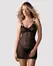 Obsessive Euridia Chemise & Tanga Set Black Elegant Rose Gold Accents XS/S