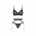 Obsessive Euridia 3-Piece Lingerie Set Black - Underwired Bra, Garter Belt, Thong XL/2XL