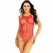 Leg Avenue Fishnet Bodysuit Snap Crotch Red One Size Stretch Mesh