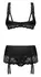 Obsessive Lecille Black L/XL - 3-Piece Lace Lingerie Set with Shelf Bra