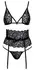 Kissable Lace Lingerie Set with Suspender Belt Black S/M