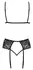 Kissable Lingerie Set L/XL - Lace Bra, Suspender Belt & String, Black