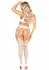 Leg Avenue 3-Piece White Lace Lingerie Set with Garter and Stockings
