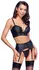 Cottelli PARTY Matte Black Lingerie Set with Rhinestone Zips, Size L