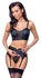 Cottelli PARTY Matte Black Lingerie Set with Rhinestone Zips, Size L
