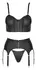 Cottelli PARTY Matte Black Lingerie Set with Rhinestone Zips, Size L