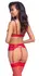 Cottelli Lingerie X-Mas 3-Piece Lace Bra Set Red L/XL with Feather Trim