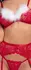 Cottelli Lingerie X-Mas 3-Piece Lace Bra Set Red L/XL with Feather Trim
