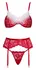 Cottelli Lingerie X-Mas 3-Piece Lace Bra Set Red L/XL with Feather Trim