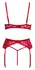 Cottelli Lingerie X-Mas 3-Piece Lace Bra Set Red L/XL with Feather Trim