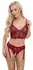 Cottelli LINGERIE Bra Set with Chains M - Dark Red Lace & Gold Details
