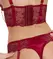 Cottelli LINGERIE Bra Set with Chains M - Dark Red Lace & Gold Details
