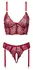 Cottelli LINGERIE Bra Set with Chains M - Dark Red Lace & Gold Details