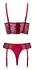 Cottelli LINGERIE Bra Set with Chains M - Dark Red Lace & Gold Details