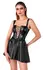 Noir Handmade Powerwetlook Mini Dress with Adjustable Front Lacing M