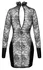 Noir Handmade Mini Dress XL with Stand-Up Collar and Lace Details