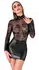 Noir Handmade Mini Dress L Floral Lace & Powerwetlook Black