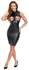 Cottelli PARTY Dress S Black Matte, Adjustable Silver Accents, Knee-Length