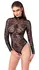 Noir Handmade Body Collar S - Black Lace Powerwetlook Bodysuit, Size S