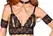 Abierta Fina Top Suspender Set L Black Lace with Gold Accents