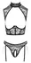Abierta Fina Set S - Black Lace Open Cup & Suspender Briefs with Chains
