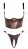 Abierta Fina Bronze Longline Shelf Bra & Crotchless Thong Set S