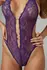 Renee Elegant Lace Bodysuit Purple - Openwork, Adjustable Straps L/XL