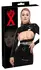 LateX Crop Top L Black - Open Front, Stand-Up Collar, Long Sleeves
