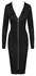 Cottelli PARTY Black Zip-Front Bodycon Dress, Long Sleeve, Size S