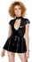 Black Level Vinyl Mini Dress M - Shiny Fitted Design with Decorative Ring