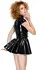 Black Level Vinyl Mini Dress M - Shiny Fitted Design with Decorative Ring