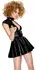 Black Level Vinyl Mini Dress S with Decorative Front Ring, Shiny Finish