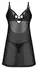 Obsessive Alliane Chemise L/XL Black - Adjustable Straps & Thong Set
