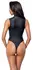 Cottelli PARTY Matte Black Bodysuit with Rhinestone Zip, Size M