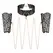 Rosy Gold Lace Cuffs & Collar Set Black - Elegant Gold Chain Detail