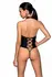 Passion Nancy Bodysuit Black Wetlook with Strap Design, One Size