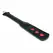 Ouch! Long Leather Paddle Black-Red with Decorative Heart Cut-Outs 32cm