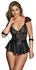 Cottelli Bondage Babydoll Set L, Lace & Matte, Adjustable, Black