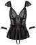 Cottelli Bondage Babydoll Set L, Lace & Matte, Adjustable, Black
