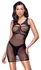 Cottelli PARTY Black Net Mini Dress & Matte Thong Set, Size M