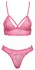 Cottelli Fantasy Neon Pink Lace Lingerie Set S/M - Wireless & Stretchy