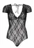 Leg Avenue Floral Lace Backless Teddy, Deep V-Neck, Open Back, Black