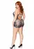 Plus Eyelash Lace Rhinestone Mini Dress & G-String Set, Black, 2-Piece