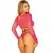Leg Avenue Lace Crop Top & Adjustable Side-Tie Thong Set Pink One Size