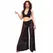 Chilirose CR 4857 Black Sheer Top & Wide-Leg Pants Set, Size S