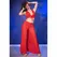 Chilirose CR 4857 Red Sheer Top & Wide-Leg Pants Set Size S